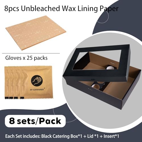 Black Cardboard Grazing Box, 8 PCS Outdoor Platter Serving Box w/Clear Lid for 5-8 People To Go, Stably Filled, alternate