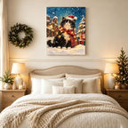 Black Cat Christmas Canvas Wall Art, Tuxedo Cat Santa Hat Canvas Prints, alternate view 3