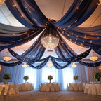 Black Ceiling Drapes with Lights String for Weddings, 6 Panels 5ftx10ft Sheer Tulle Backdrop Photo Background, alternate view