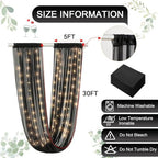 Black Ceiling Drapes with Lights String for Weddings, 6 Panels 5ftx30ft Sheer Tulle Backdrop Photo Background, alternate view