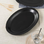 Black Ceramic Plates, 13.7" Serving Platter, Oval Dinner Plates, Set of 2 in Large in Matte Black, alternate view 5
