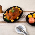 Black Ceramic Plates, 13.7" Serving Platter, Oval Dinner Plates, Set of 2 in Large in Matte Black, alternate view 6