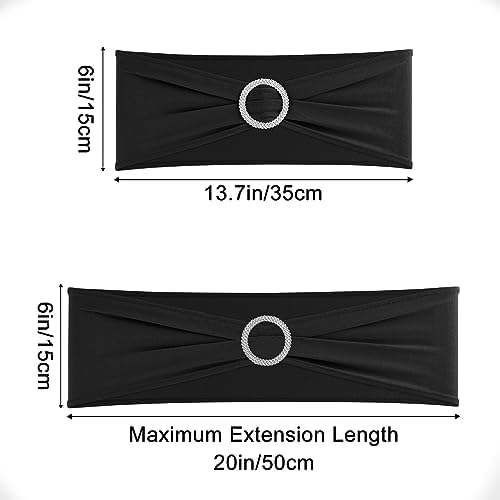 Black Chair Sashes 50 Pack Spandex Stretch Chair Band Sashes with Buckles for Folding Chairs Wedding Party, alternate view 2