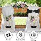 Black Chair Sashes 50 Pack Spandex Stretch Chair Band Sashes with Buckles for Folding Chairs Wedding Party, alternate view 4