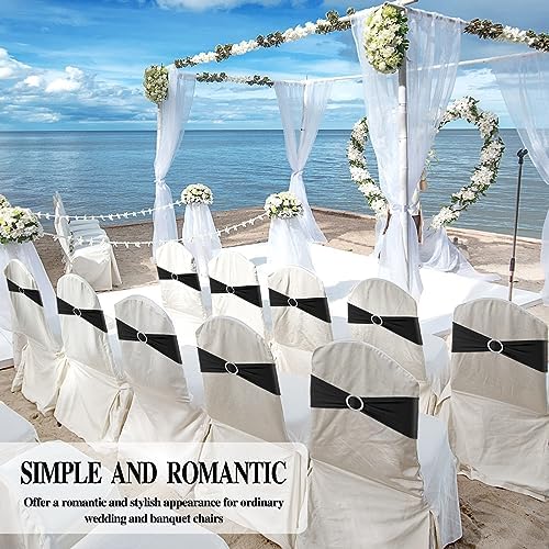 Black Chair Sashes 50 Pack Spandex Stretch Chair Band Sashes with Buckles for Folding Chairs Wedding Party, alternate view 5