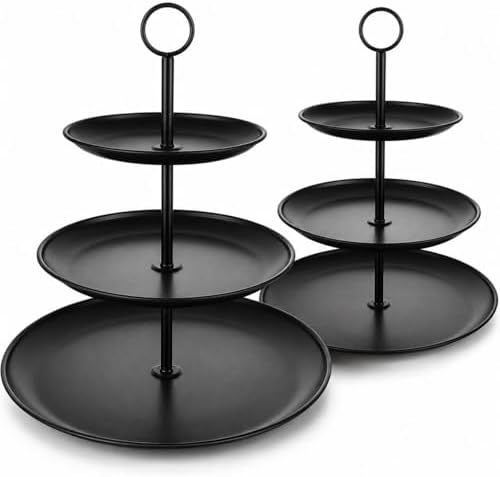 Black Cupcake Stand 3 Tier, Stainless Steel Tiered Dessert Stand for Wedding, Birthday, Tea Party, Holiday