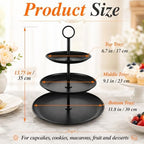 Black Cupcake Stand 3 Tier, Stainless Steel Tiered Dessert Stand for Wedding, Birthday, Tea Party, Holiday, alternate view 2