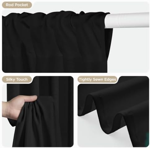 Black Curtains for Parties, 5ft x 7ft 2 Panels with Rod Pockets, alternate view 4