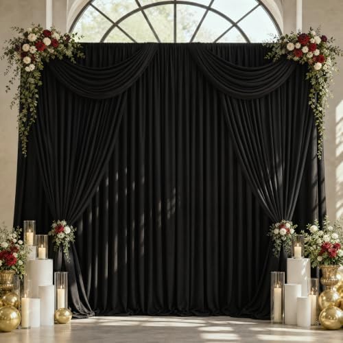 Black Curtains for Parties, 5ft x 7ft 2 Panels with Rod Pockets, alternate view 5