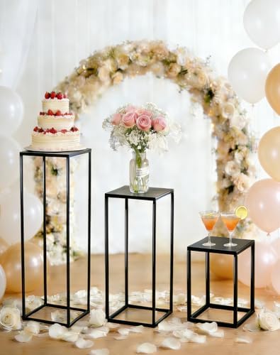 Black Cylinder Stand for Party: 15.7/23.6/31.5in, Set of 3 in EP Black