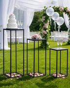 Black Cylinder Stand for Party: 23.6/31.5/39.4in, Set of 3 in EP Black