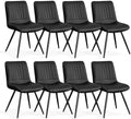 Black Dining Chairs Set of 8, Modern Dining Chairs with Thick Cushions, PU Leather Upholstered Kitchen Dining