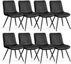 Black Dining Chairs Set of 8, Modern Dining Chairs with Thick Cushions, PU Leather Upholstered Kitchen Dining