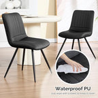 Black Dining Chairs Set of 8, Modern Dining Chairs with Thick Cushions, PU Leather Upholstered Kitchen Dining, alternate view