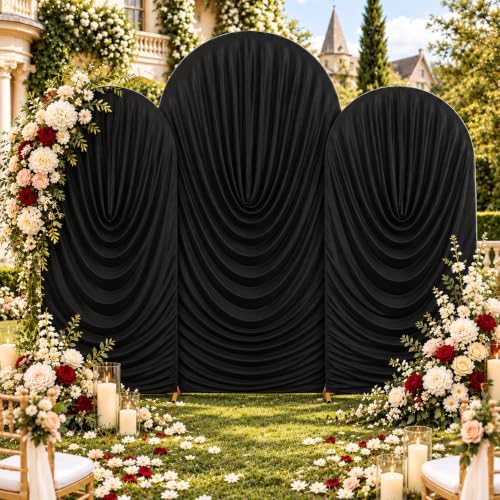 Black Draped Arch Cover, 6FT, 6.6FT & 7.2FT Ruched Ripple Arch Covers