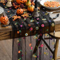 Black Embroidery Daisy Gauze Table Runner 120 Inch 10FT in 28" x 120" in Black