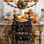 Black Embroidery Daisy Gauze Table Runner 120 Inch 10FT in 28" x 120" in Black, alternate view 2