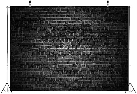 Black Fabric Brick Wall Backdrop - 10x6.5ft Vintage Stone Black Background for Photography, Theme Party, alternate view 3