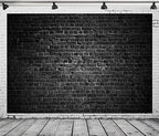Black Fabric Brick Wall Backdrop - 10x6.5ft Vintage Stone Black Background for Photography, Theme Party, alternate view 4