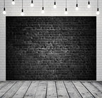 Black Fabric Brick Wall Backdrop - 10x6.5ft Vintage Stone Black Background for Photography, Theme Party, alternate view 5