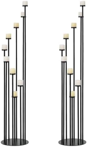 Black Floor Candelabra Centerpiece, Metal Candle Holders for Halloween Decor in Black