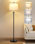 Black Floor Lamps for Living Room Adjustable Height Standing Lamp Modern Tall Pole Lamps for Bedroom Office with