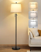 Black Floor Lamps for Living Room Adjustable Height Standing Lamp Modern Tall Pole Lamps for Bedroom Office with