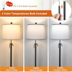 Black Floor Lamps for Living Room Adjustable Height Standing Lamp Modern Tall Pole Lamps for Bedroom Office with, alternate