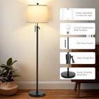 Black Floor Lamps for Living Room Adjustable Height Standing Lamp Modern Tall Pole Lamps for Bedroom Office with, alternate