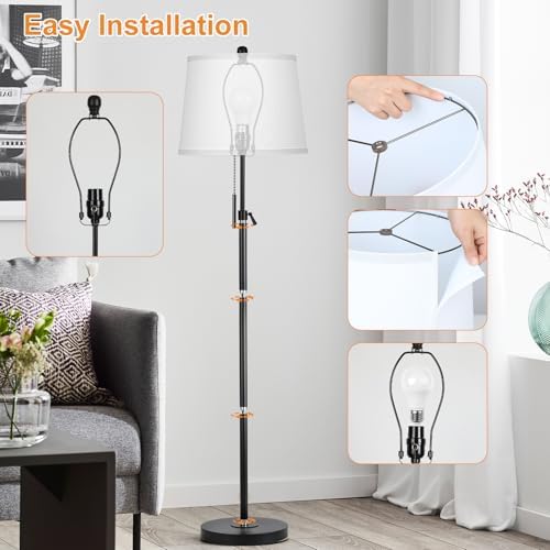 Black Floor Lamps for Living Room Adjustable Height Standing Lamp Modern Tall Pole Lamps for Bedroom Office with, alternate