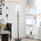 Black Floor Lamps for Living Room Adjustable Height Standing Lamp Modern Tall Pole Lamps for Bedroom Office with, alternate