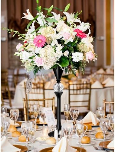 Black Flower Vase for Centerpiece Table Decorations Wedding Reception Decor, 22 Inch Tall Metal Vase for Feather, alternate