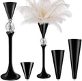 Black Flower Vase for Centerpiece Table Decorations Wedding Reception Decor, 19.7 Inch Tall Metal Vase for