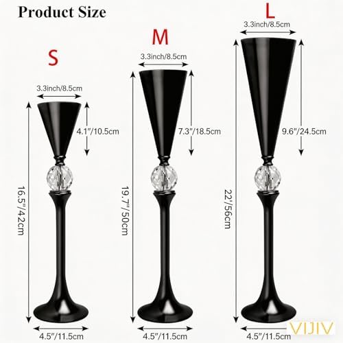 Black Flower Vase for Centerpiece Table Decorations Wedding Reception Decor, 19.7 Inch Tall Metal Vase for, alternate view 3