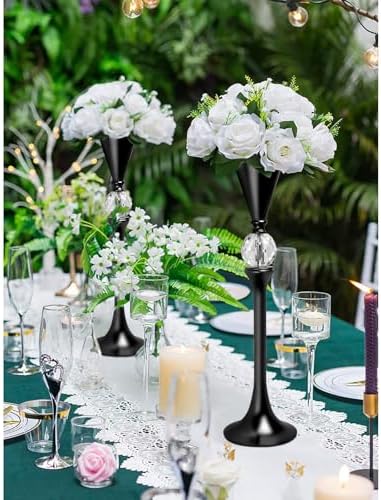 Black Flower Vase for Centerpiece Table Decorations Wedding Reception Decor, 19.7 Inch Tall Metal Vase for, alternate view 5