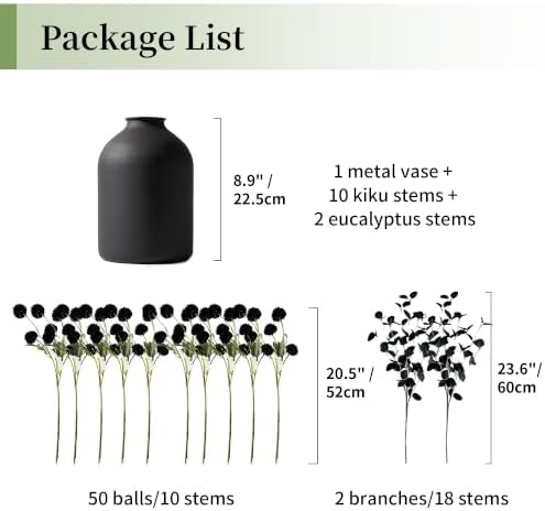 Black Flowers Artificial for Dining Table Centerpieces Decor, alternate view 3