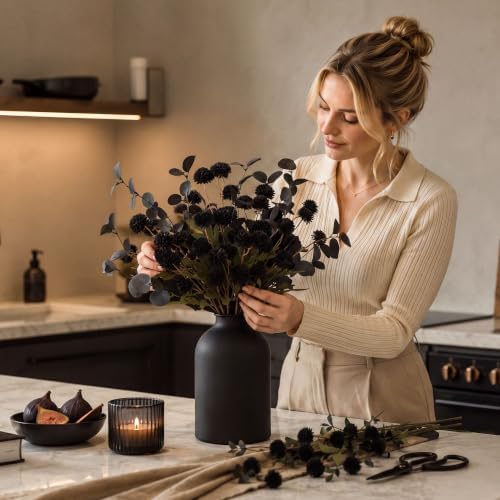 Black Flowers Artificial for Dining Table Centerpieces Decor, alternate view 6