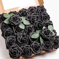 Black Foam Roses 25pcs Artificial Flowers with Stems Home Decor in Black