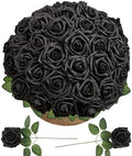 Black Foam Roses 50pcs Artificial Flowers with Stems Home Decor in Black