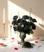 Black Foam Roses 50pcs Artificial Flowers with Stems Home Decor in Black, alternate view 5