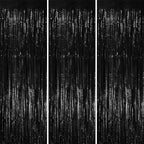 Black Foil Fringe Backdrop Curtains, 3.3x8.2ft, 3 Pack in 3.3x8.2ft