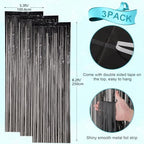 Black Foil Fringe Backdrop Curtains, 3.3x8.2ft, 3 Pack in 3.3x8.2ft, alternate view 3