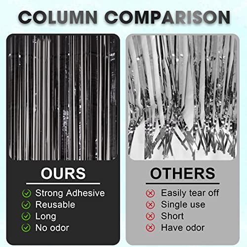 Black Foil Fringe Backdrop Curtains, 3.3x8.2ft, 3 Pack in 3.3x8.2ft, alternate view 5