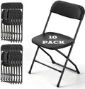Black Folding Chairs Plastic Foldable Party Chairs 10 Pack