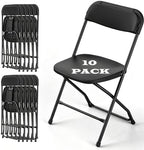 Black Folding Chairs Plastic Foldable Party Chairs 10 Pack