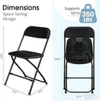 Black Folding Chairs Plastic Foldable Party Chairs 10 Pack, alternate view 3