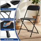 Black Folding Chairs Plastic Foldable Party Chairs 10 Pack, alternate view 4