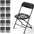 Black Folding Chairs Plastic Foldable Party Chairs 100Pack
