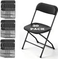 Black Folding Chairs Plastic Foldable Party Chairs 30 Pack
