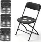 Black Folding Chairs Plastic Foldable Party Chairs 30 Pack